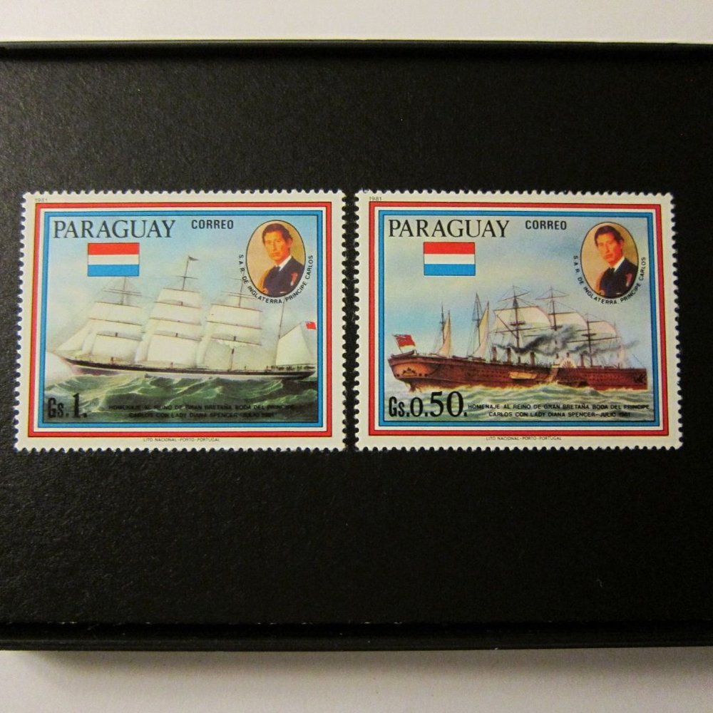 Sailing Framed Postage Stamp Art 3.5"x5", Paraguay, Pirate, sail boat gift